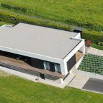 Vue aérienne d'une maison d'architecte en ossature bois réalisée par GOUNY TMB à Meymac en Corrèze